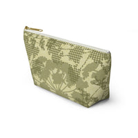 Floral Plaid Accessory Pouch w T-bottom in Green